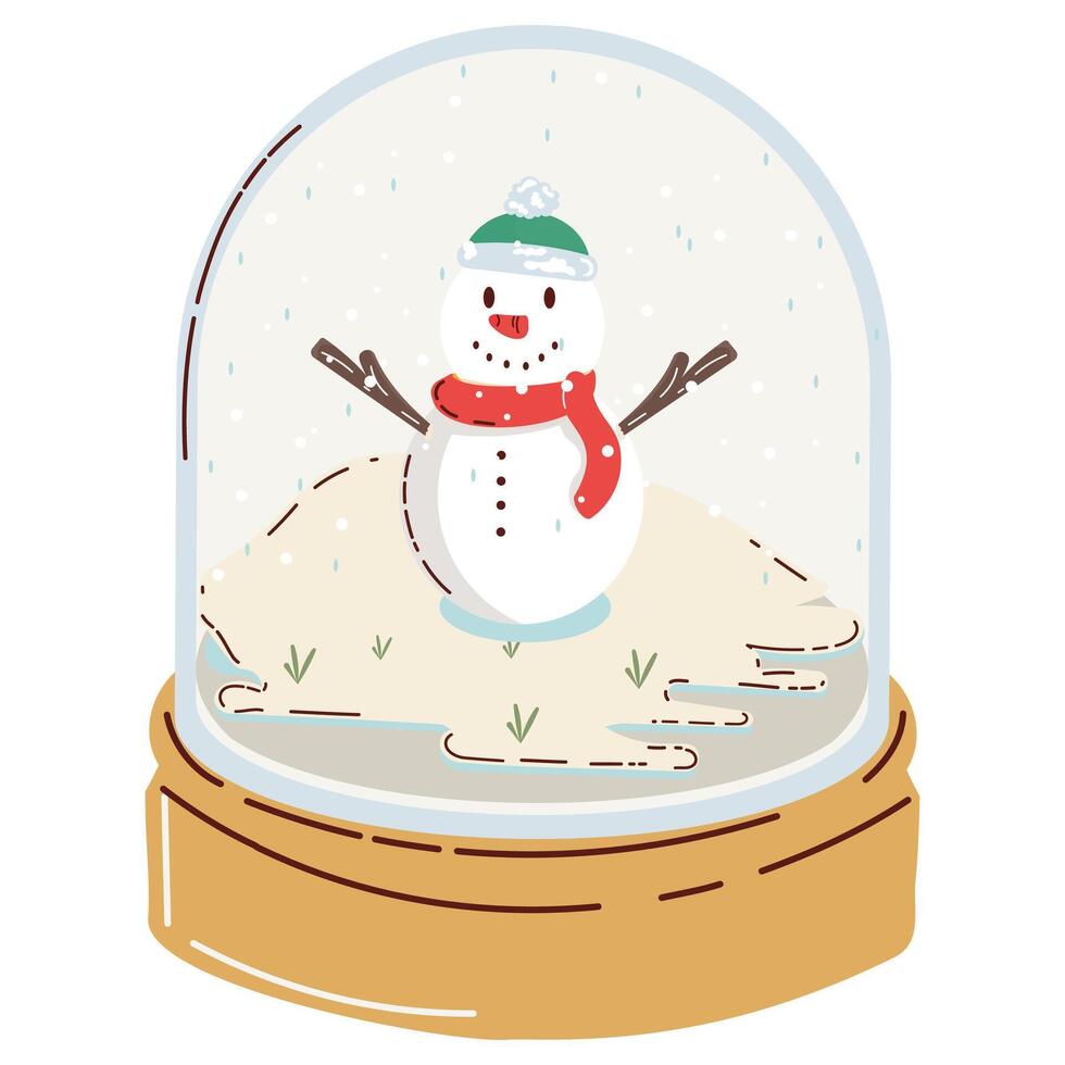 Festive Snowman Inside a Decorative Winter Snow Globe Artwork vector