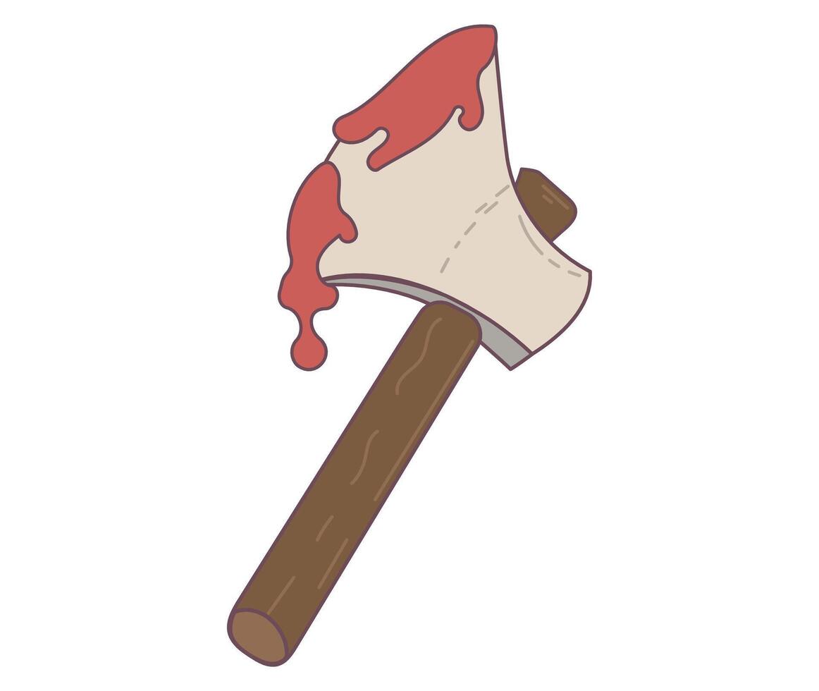 Cartoon Drawing of a Hatchet With Blood on the Blade vector
