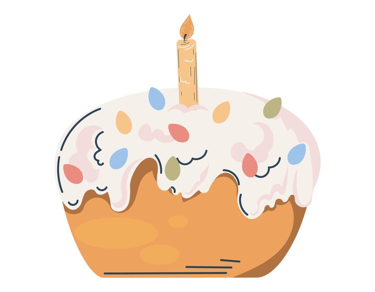 Colorful cake with frosting and candle celebrating a special occasion at a festive gathering vector