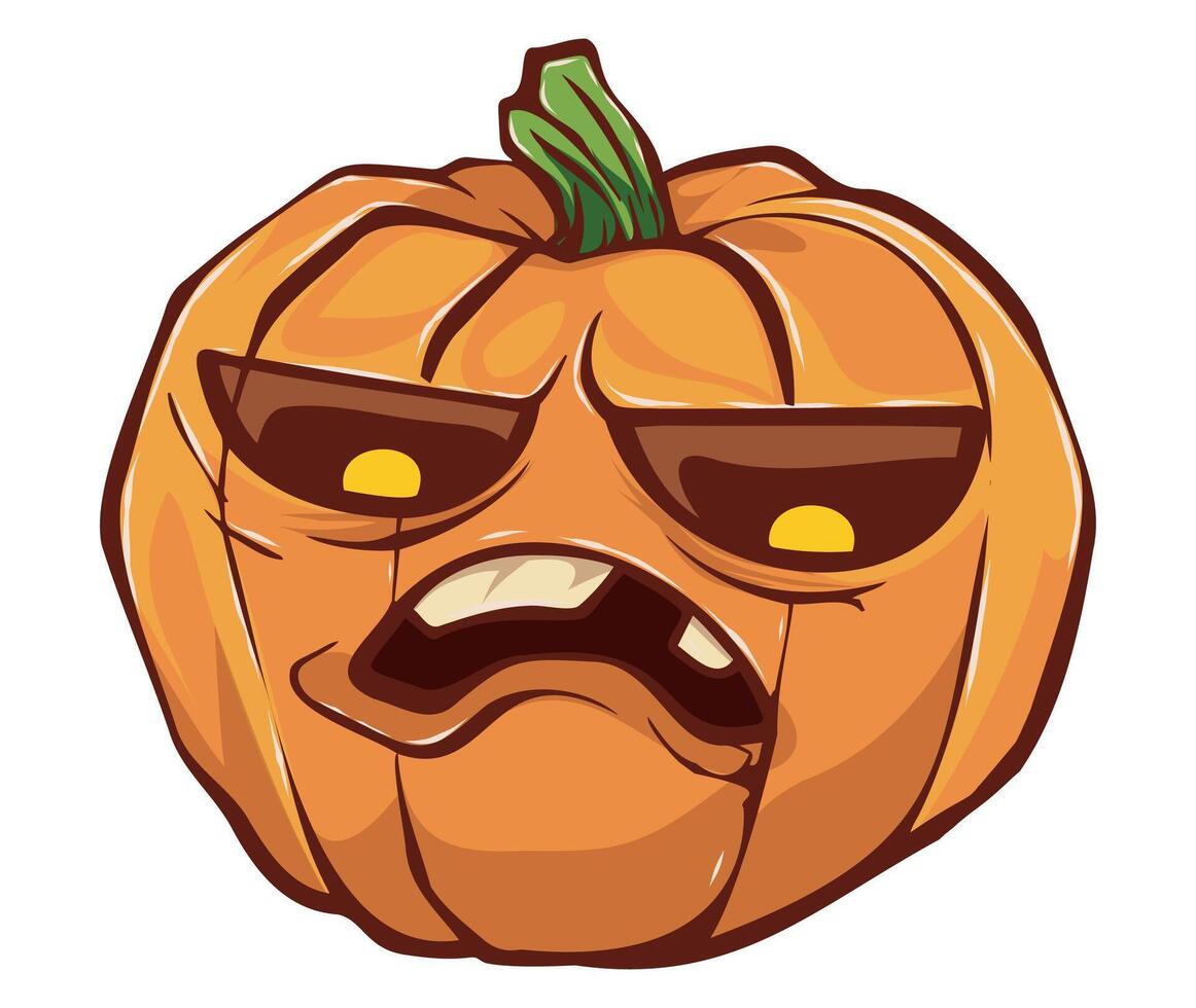 Angry Cartoon Pumpkin with Funny Expression for Halloween Designs vector