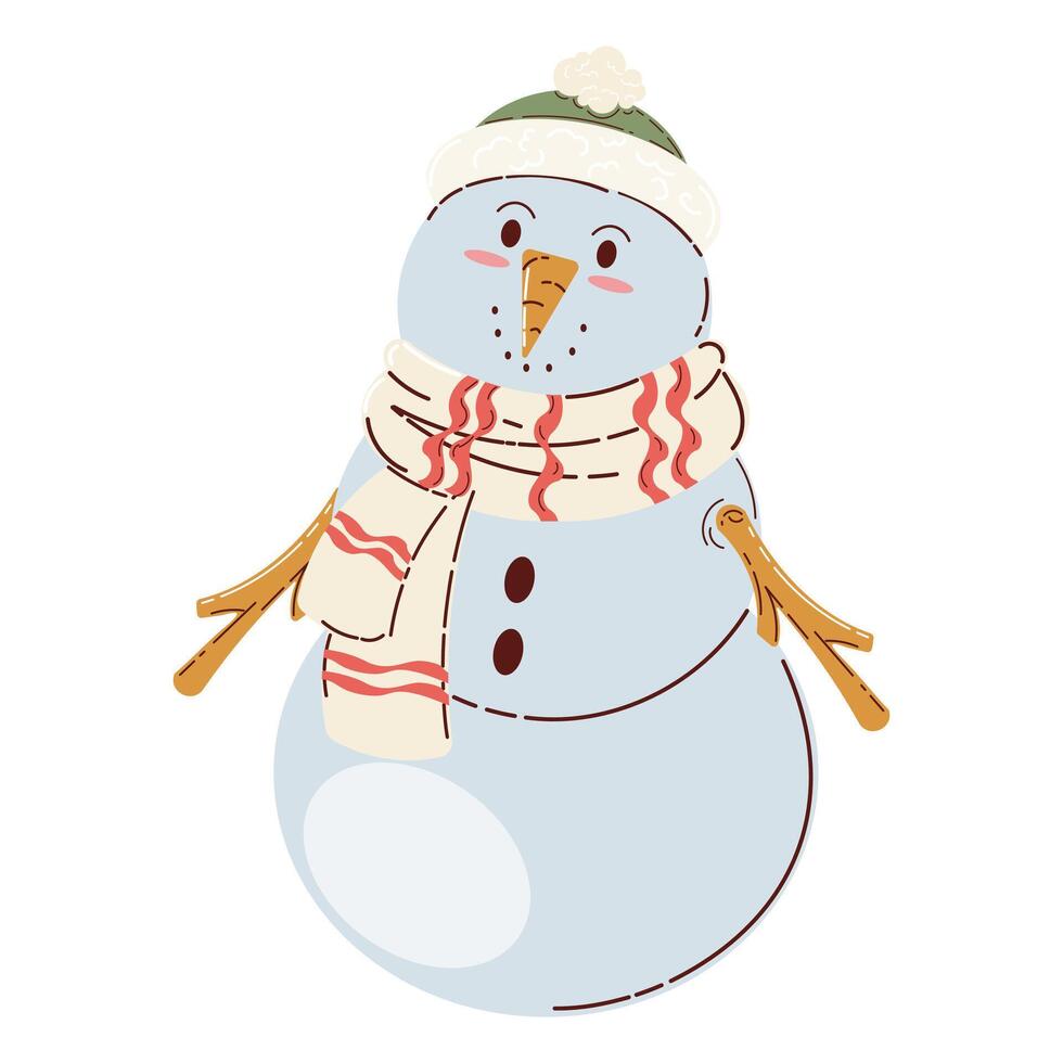 Cute Snowman with Winter Hat and Scarf Illustration vector