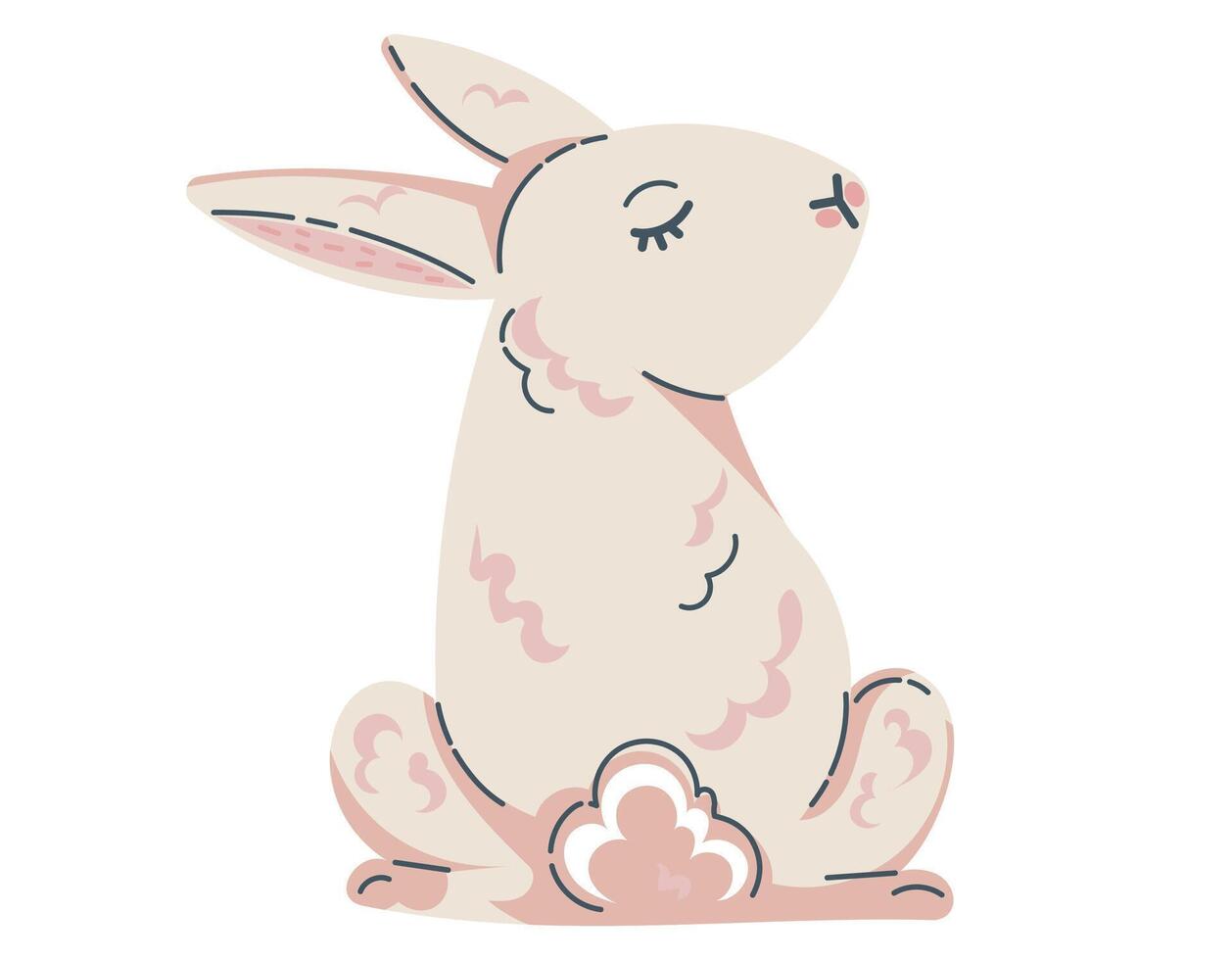 Cute pastel-colored sitting bunny illustration art vector