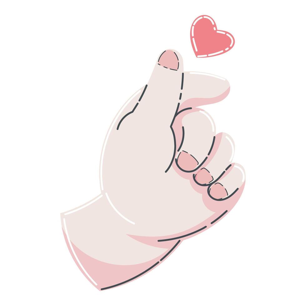 Hand Gesture With Mini Heart Illustration for Love and Affection Design vector