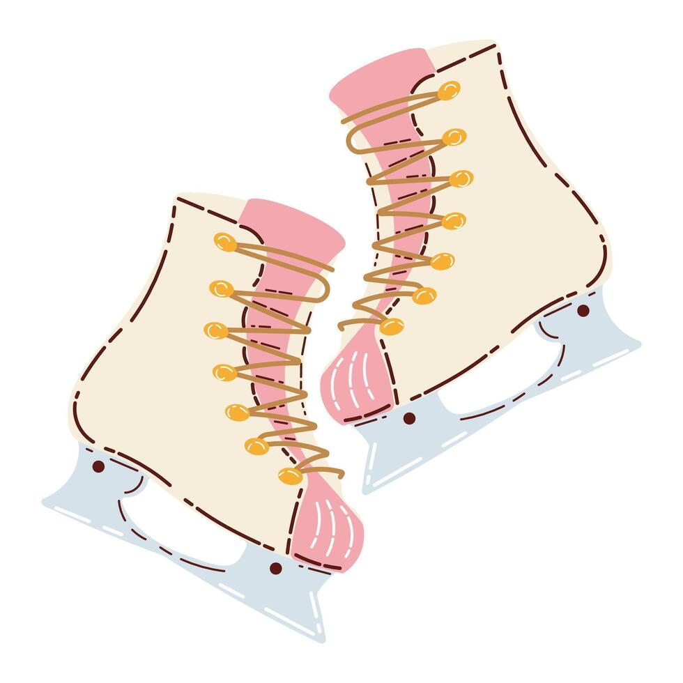 Stylized Ice Skates Illustration with Pink and Cream Colors vector