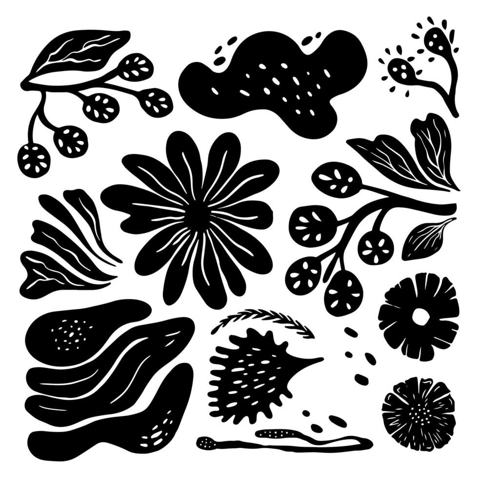 Abstract modern floral groovy print in minimalist graphic style. vector