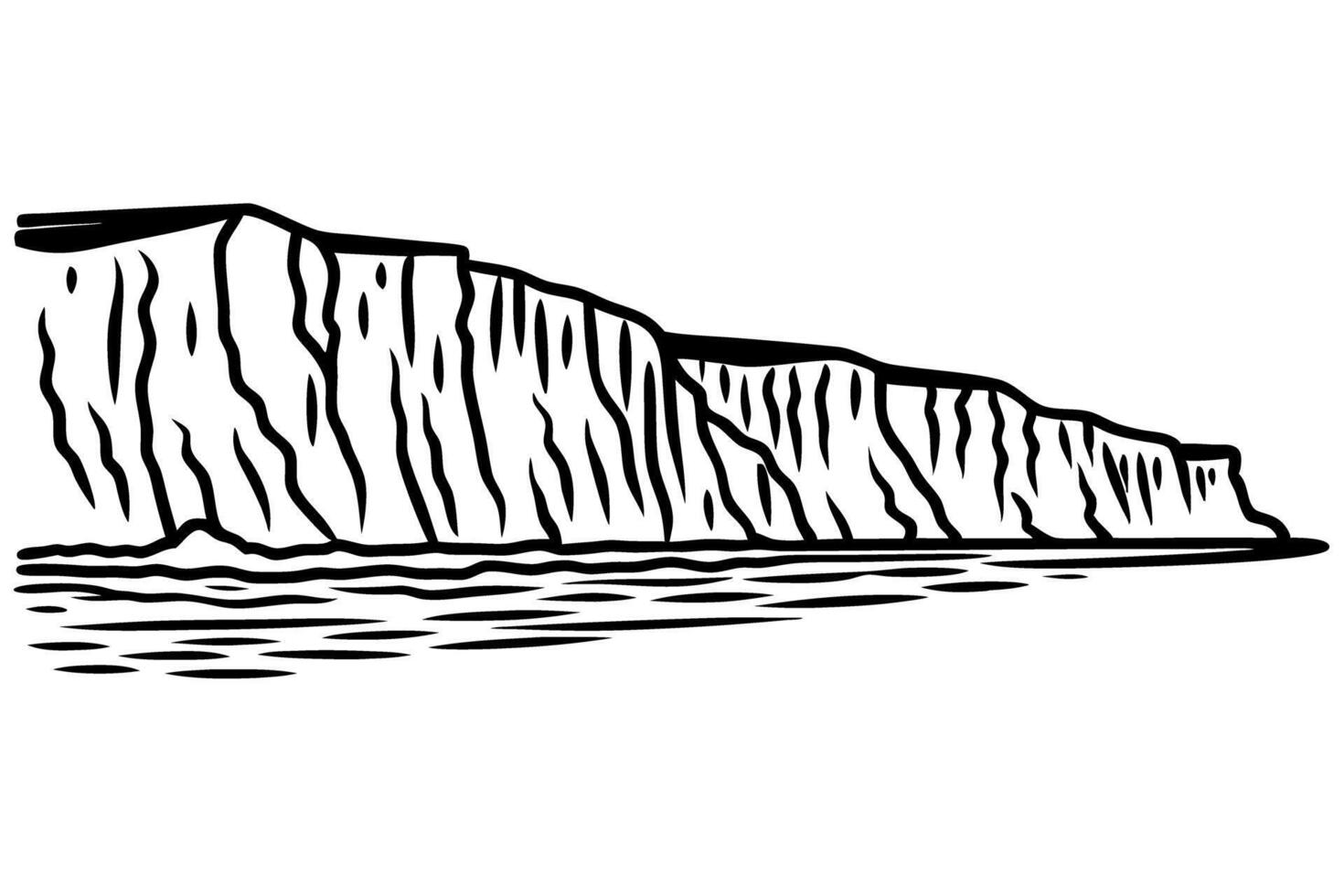 majestic cliff landscape illustration dramatic coastal rock formation by ocean waves vector