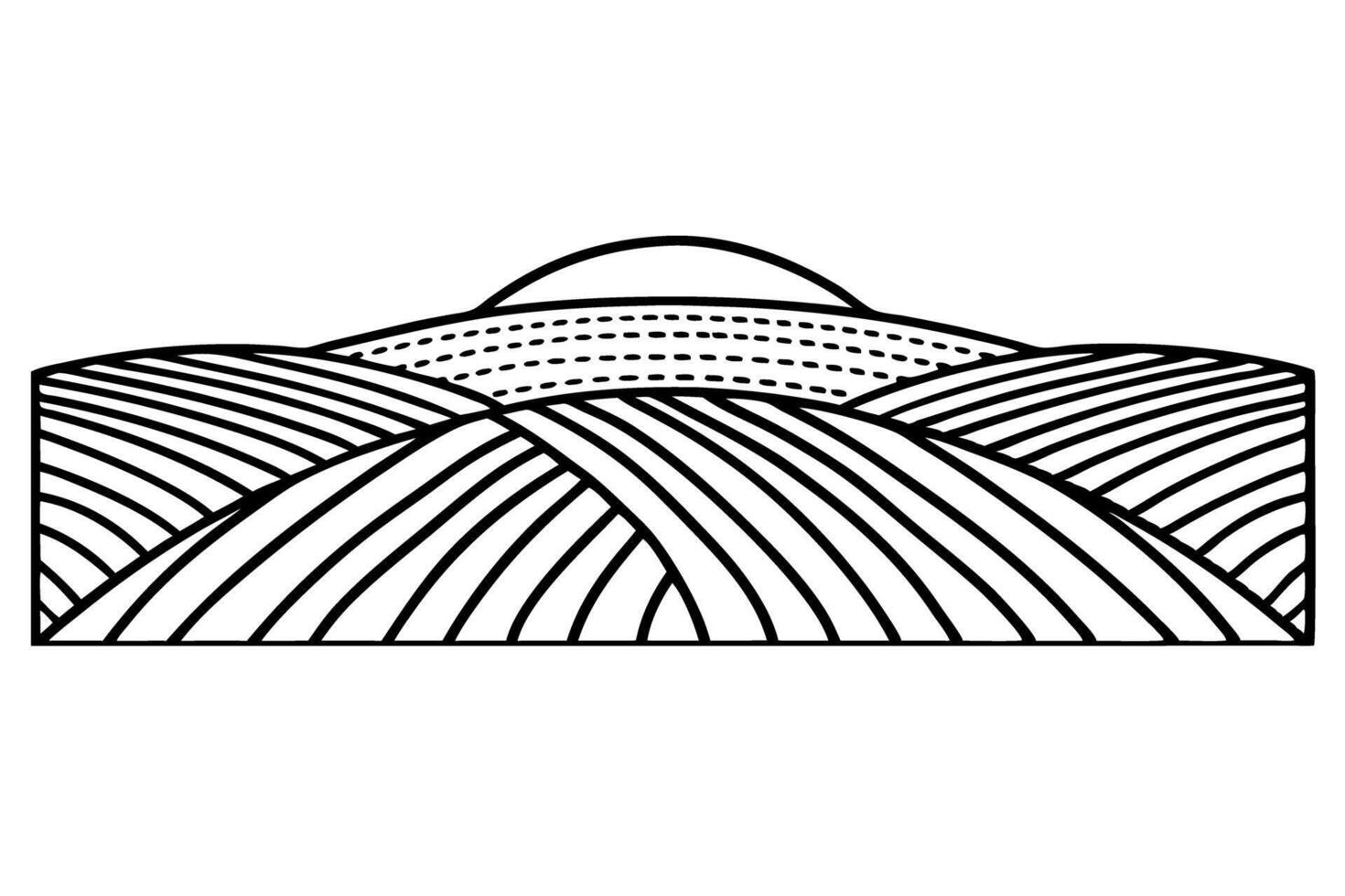 minimalist sunrise over rolling hills, abstract landscape design with simple line art vector