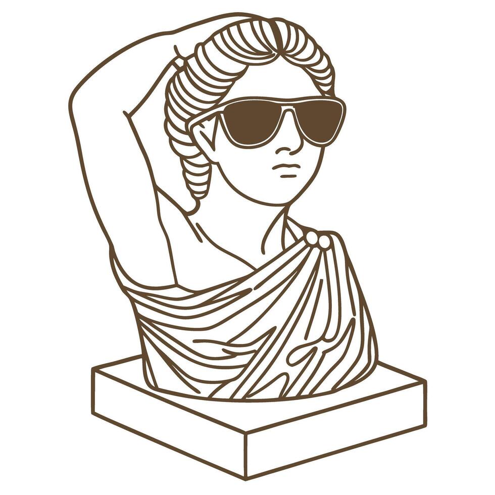 classical bust wearing sunglasses, modern twist on ancient art fun juxtaposition of history vector