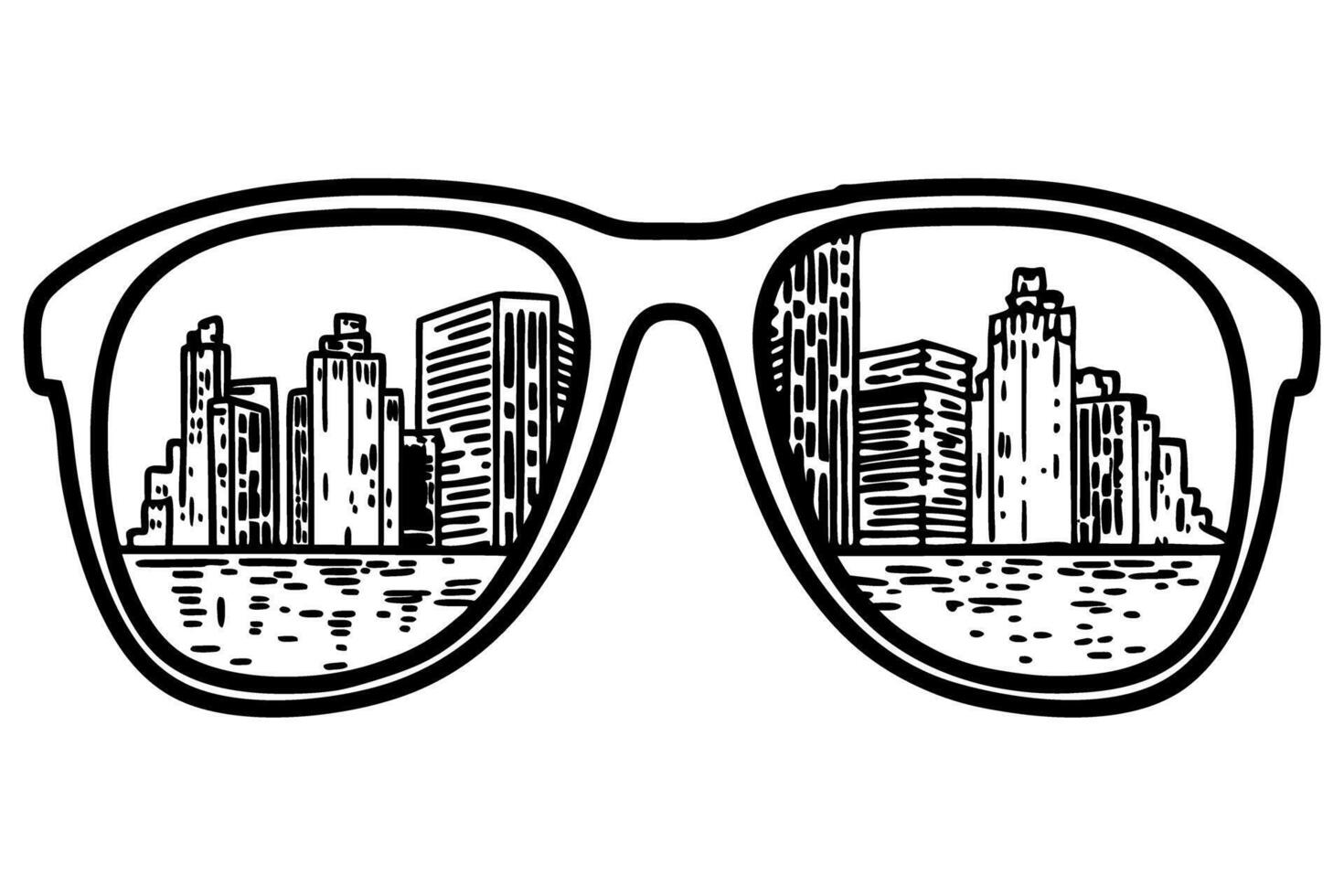 sunglasses reflecting urban skyline, modern cityscape vision stylish eyeglasses capturing skyscraper view vector