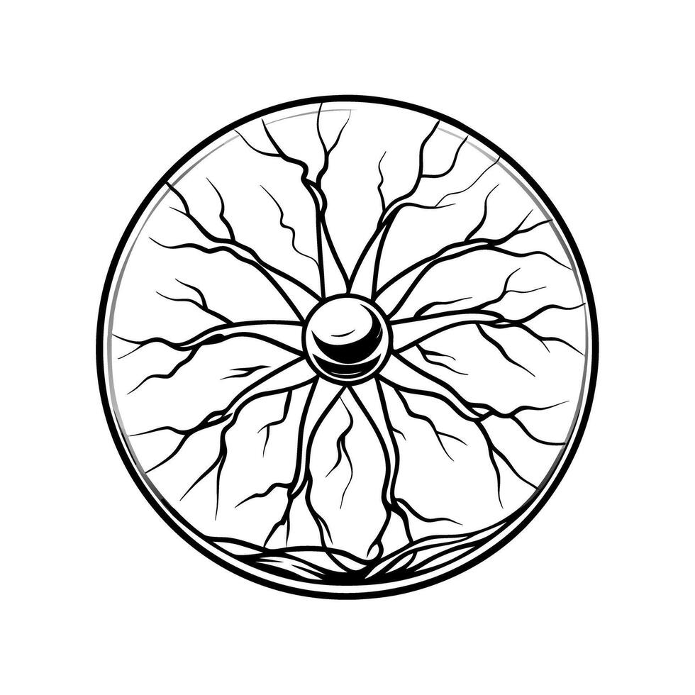 Intricate mandala design symmetrical black and white pattern with radiating lines and circles vector