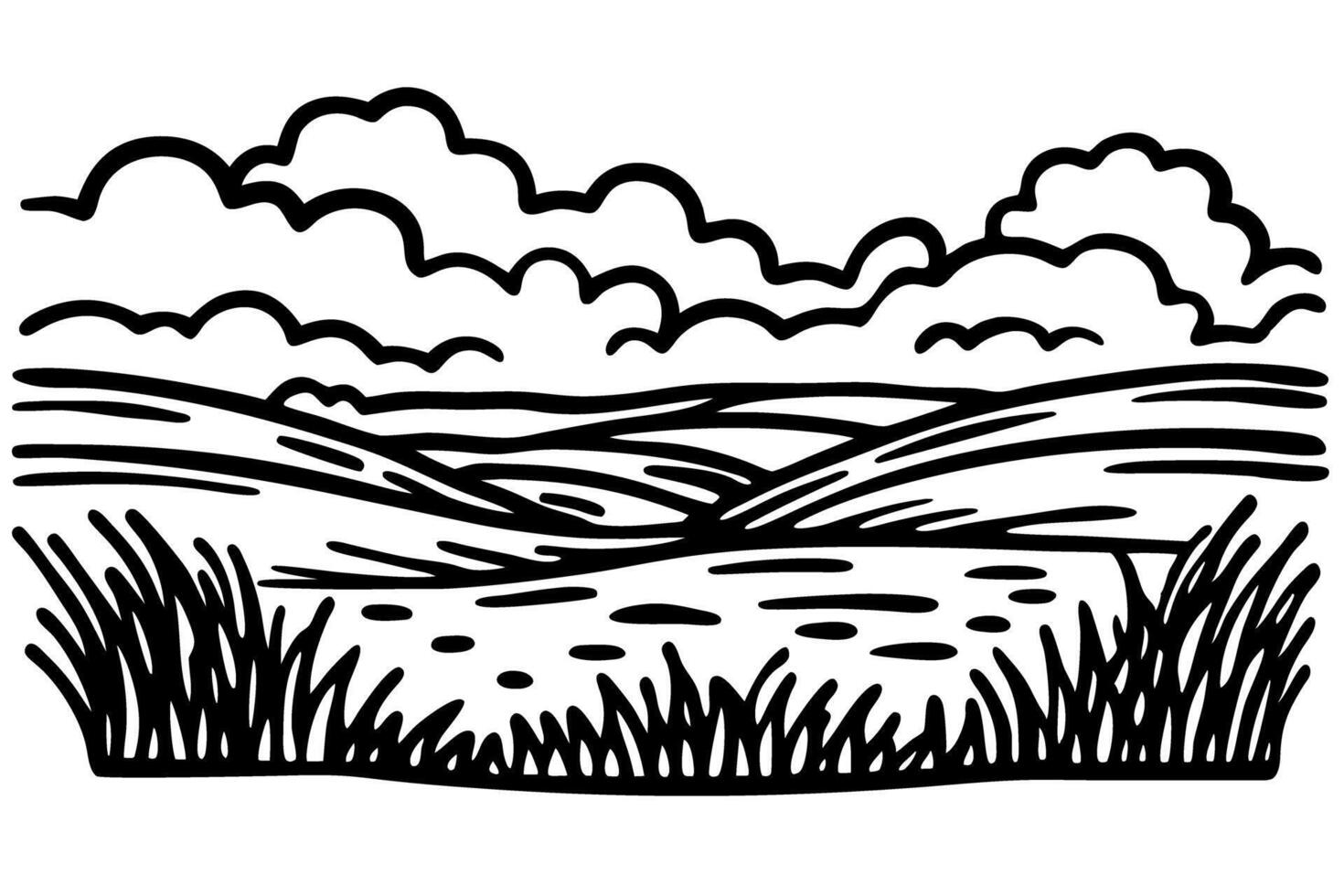 scenic countryside landscape rolling hills and fluffy clouds in a peaceful natural setting vector