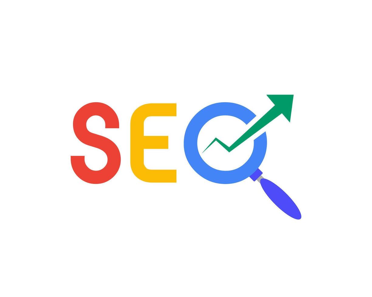 SEO Optimization Magnifying Growth, Ranking, and Search Engine Results vector
