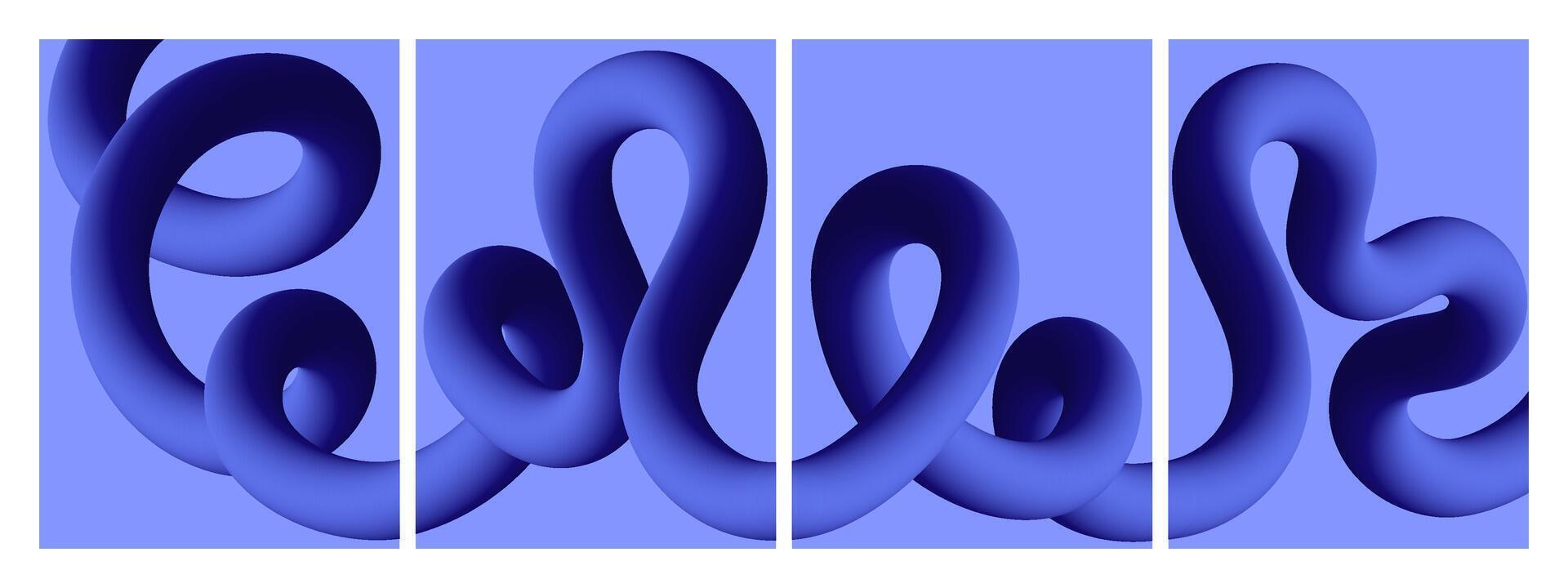 Abstract 3D Blue Ribbon Wave Background. Smooth Gradient Shapes and Fluid Texture. Futuristic Digital Design for Posters, Banners, and Cards vector