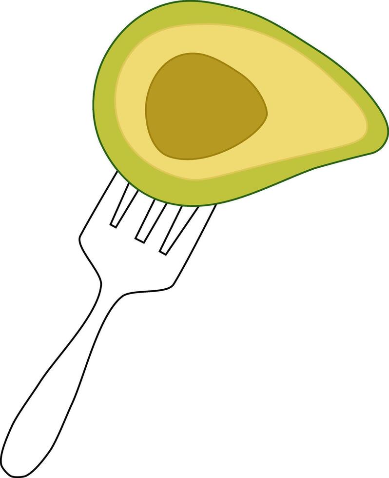 Fork and avocado flat illustration. art for food design, recipe, cook book, packages, menu, food ads and decor Eat green vector