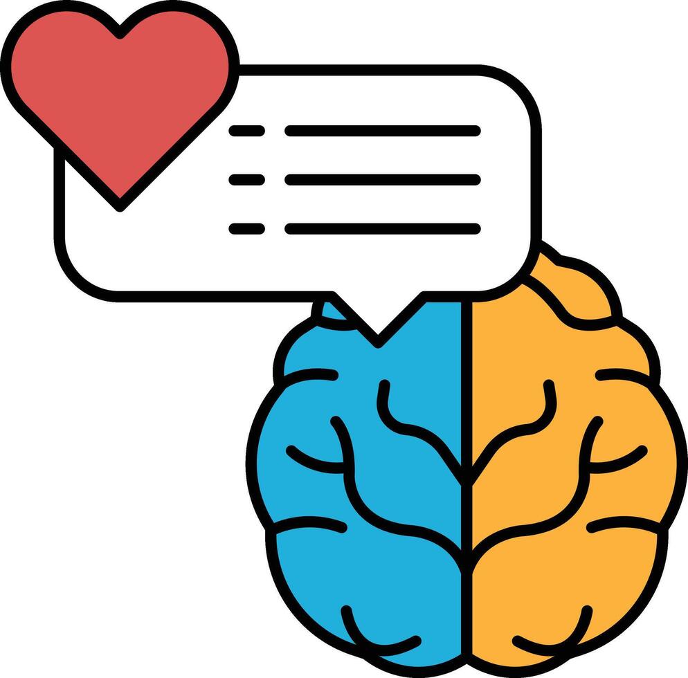 A brain with a heart on it In line style vector