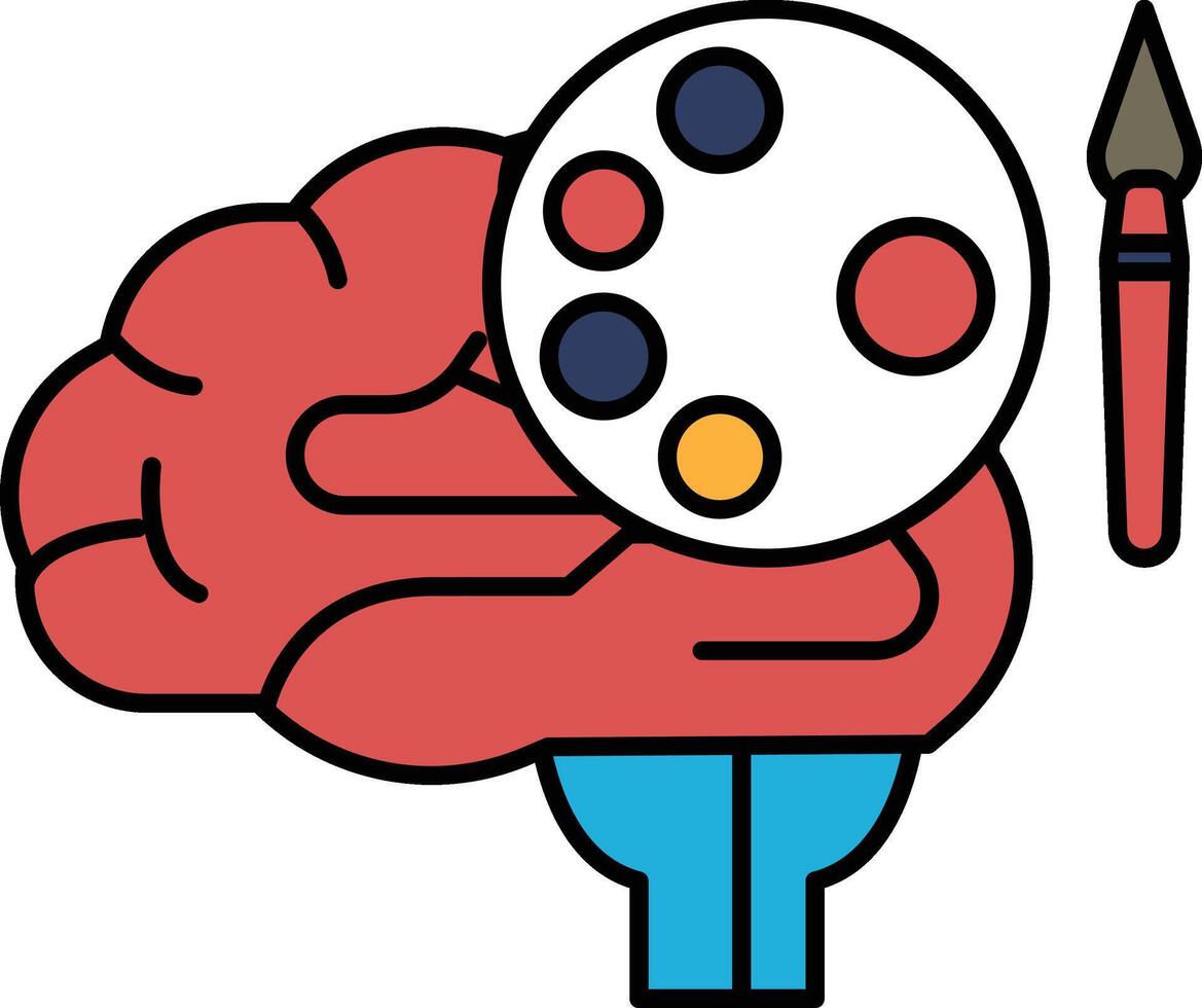 A brain with a paintbrush in front of it vector