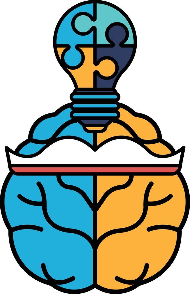A brain with a light bulb on top of it vector
