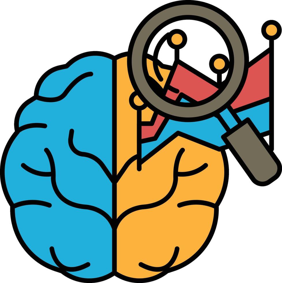 the brain with a magnifying glass on it vector