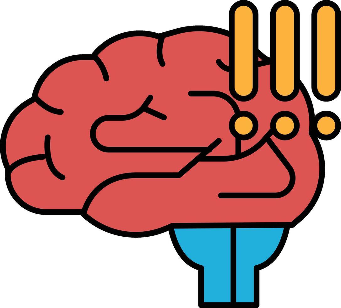 A red brain with an exclamation point on it vector