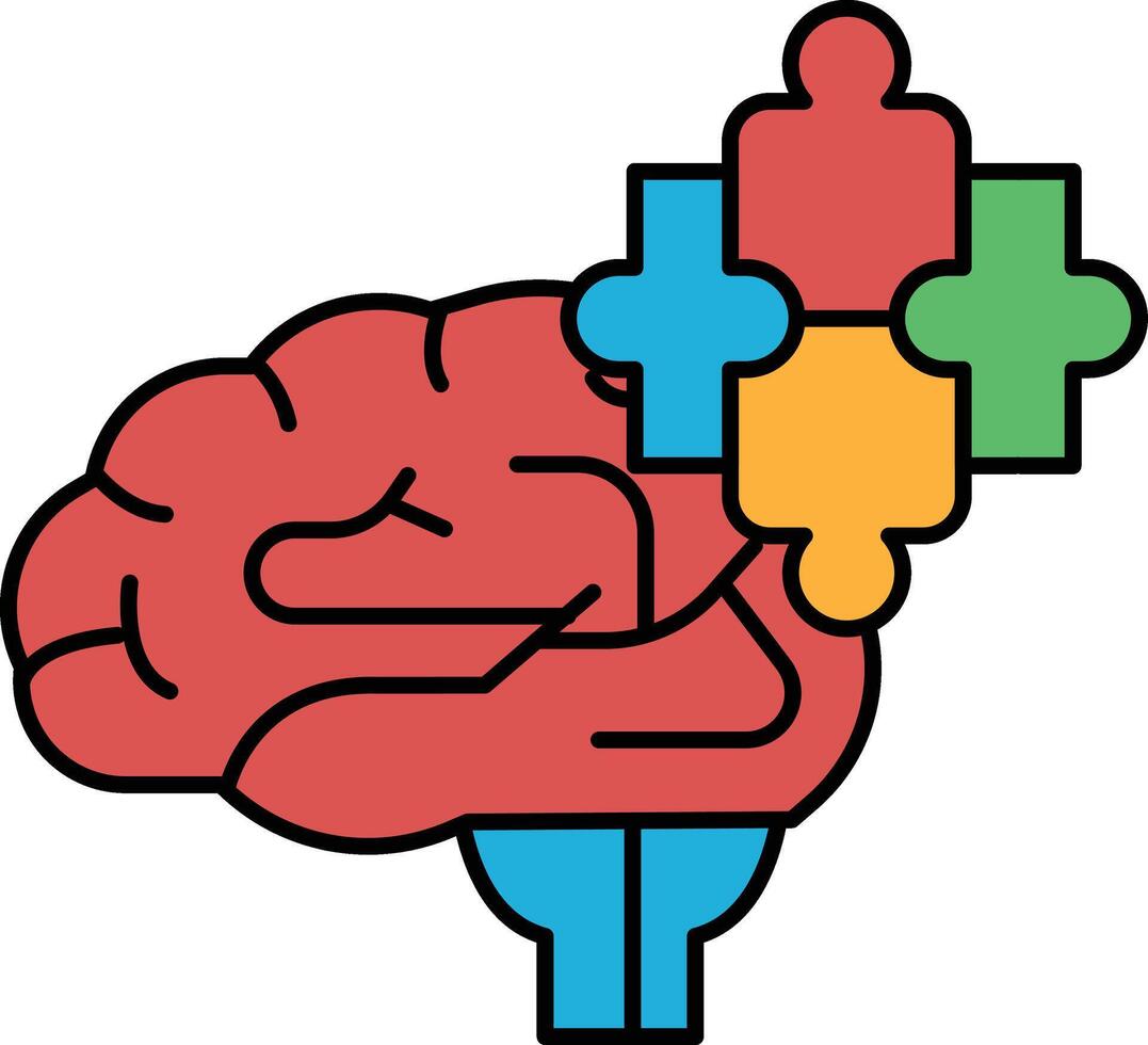 A brain with puzzle pieces on it vector