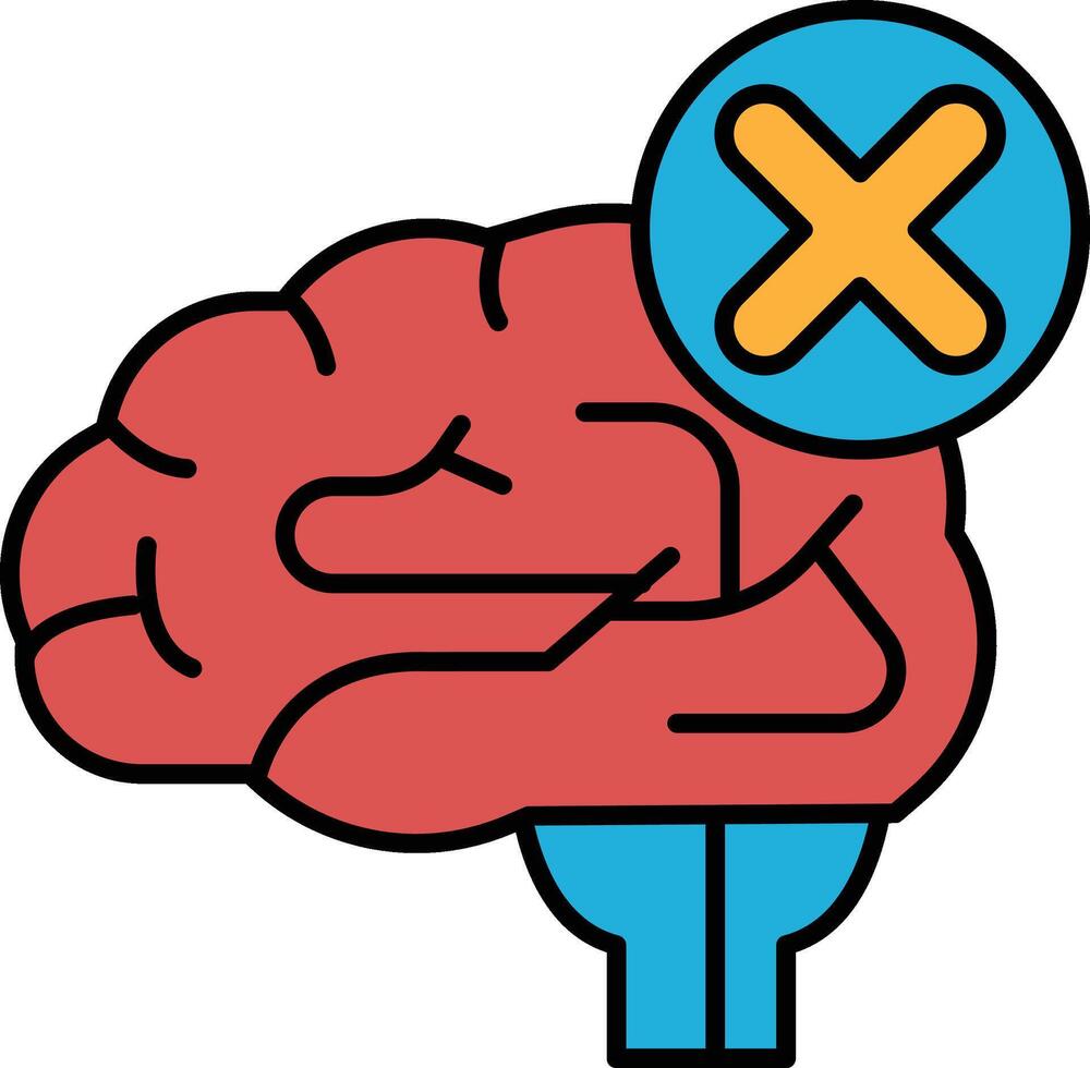 A brain with an X over it vector