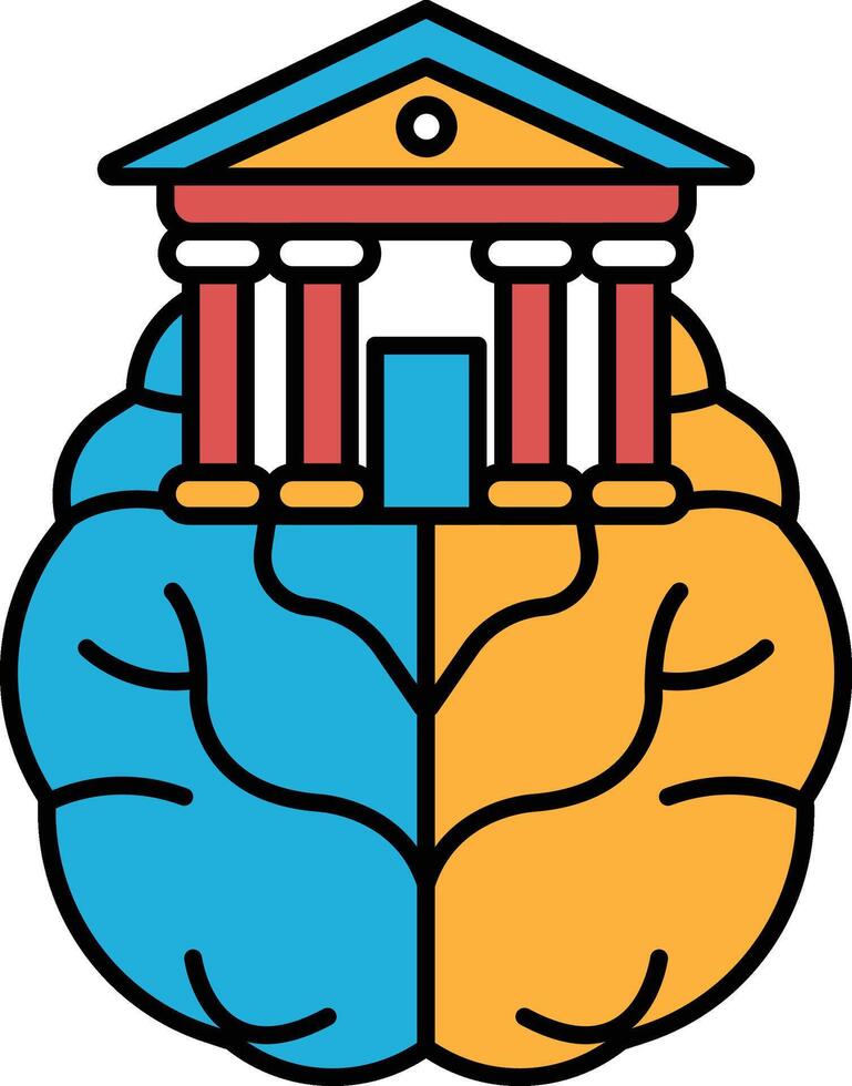 A brain with a building on top of it vector