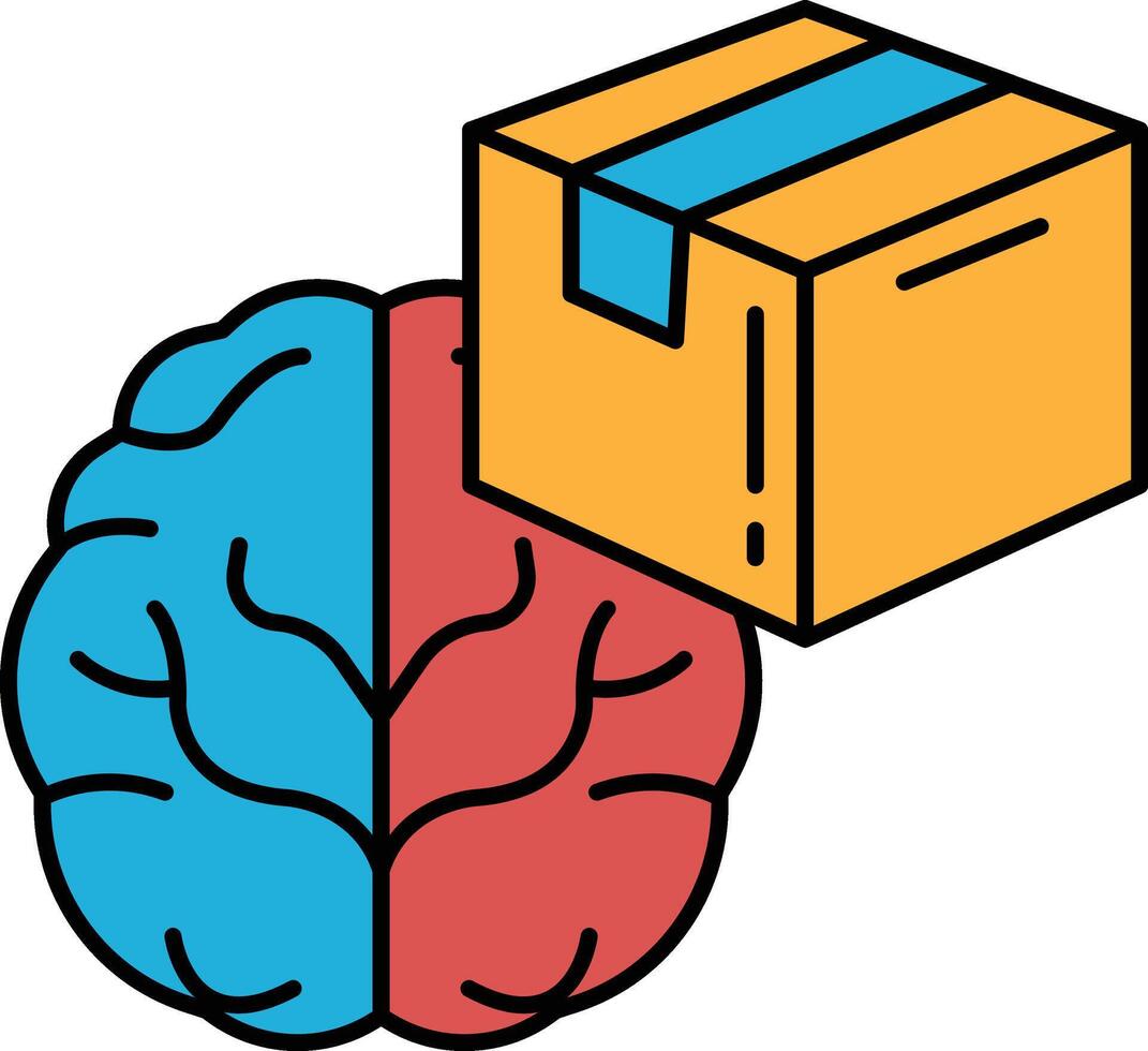 A brain with a box on top of it vector