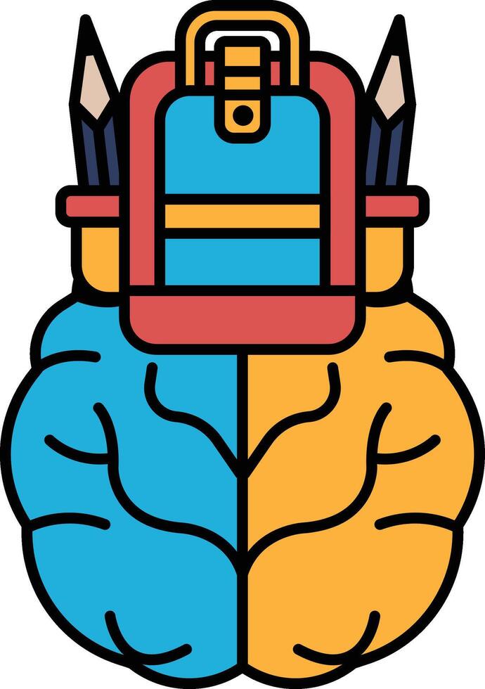 A brain with a backpack on it vector