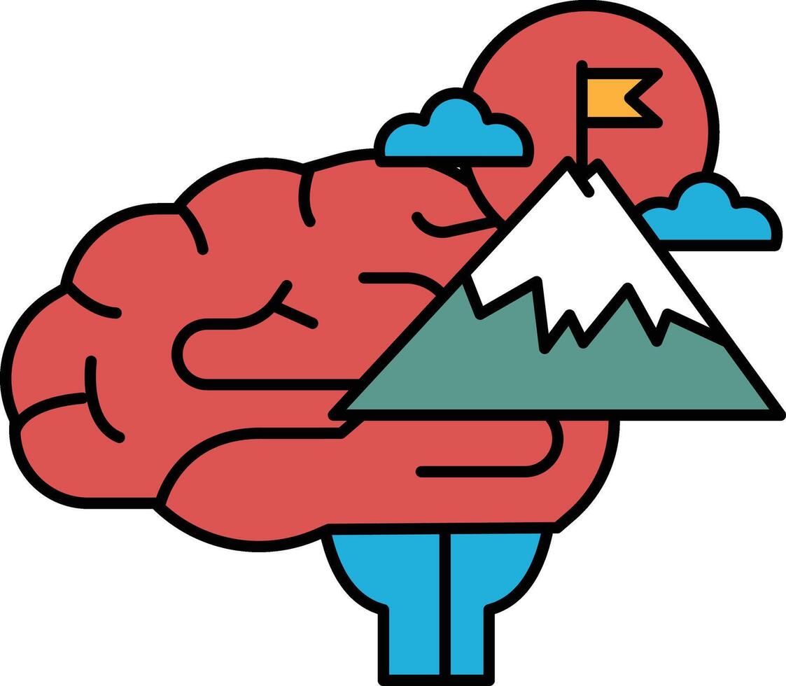 A brain with a mountain in the background vector