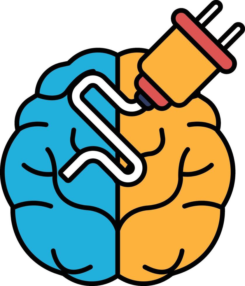 A brain with a plug in it vector