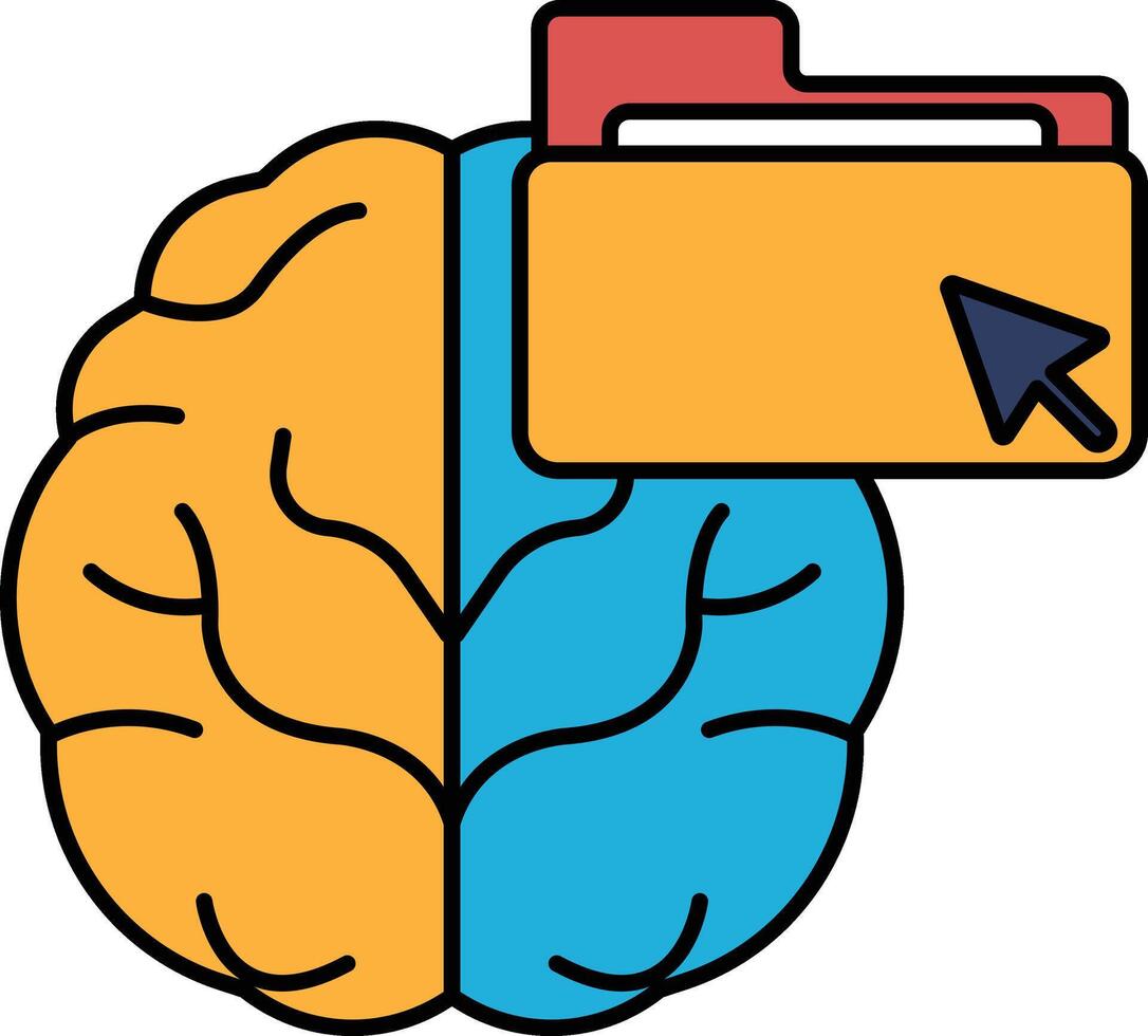 A brain with a file folder on top of it vector