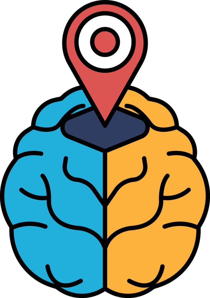 A brain with a red dot in the middle vector