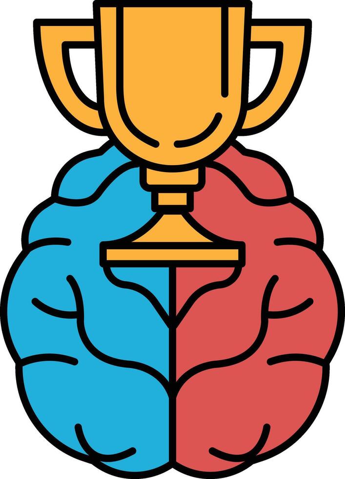 A brain with a trophy in the middle vector