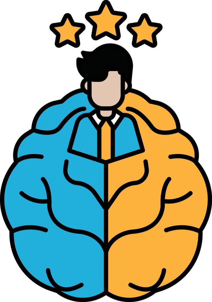 the man with a brain that is split into two parts vector