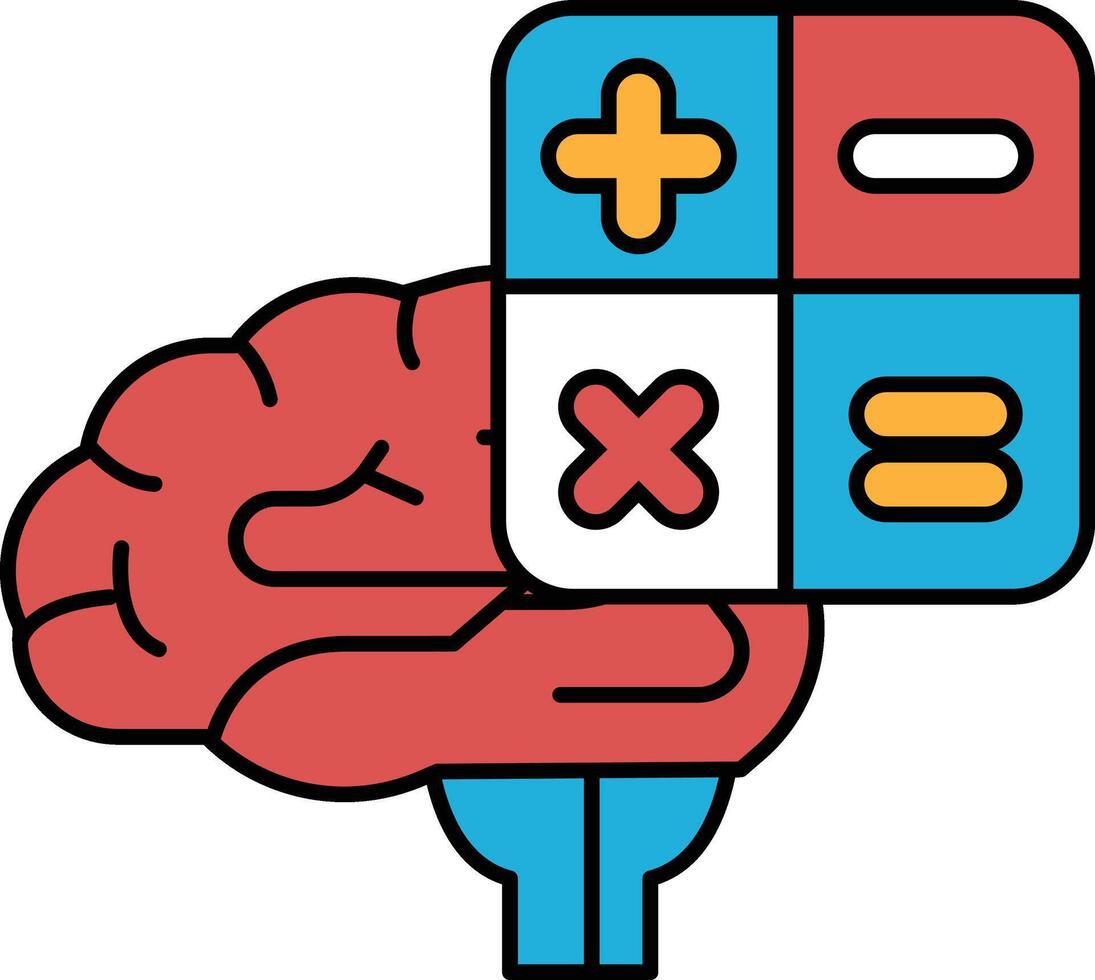 A brain with a red outline and a blue outline with a plus sign in the middle vector