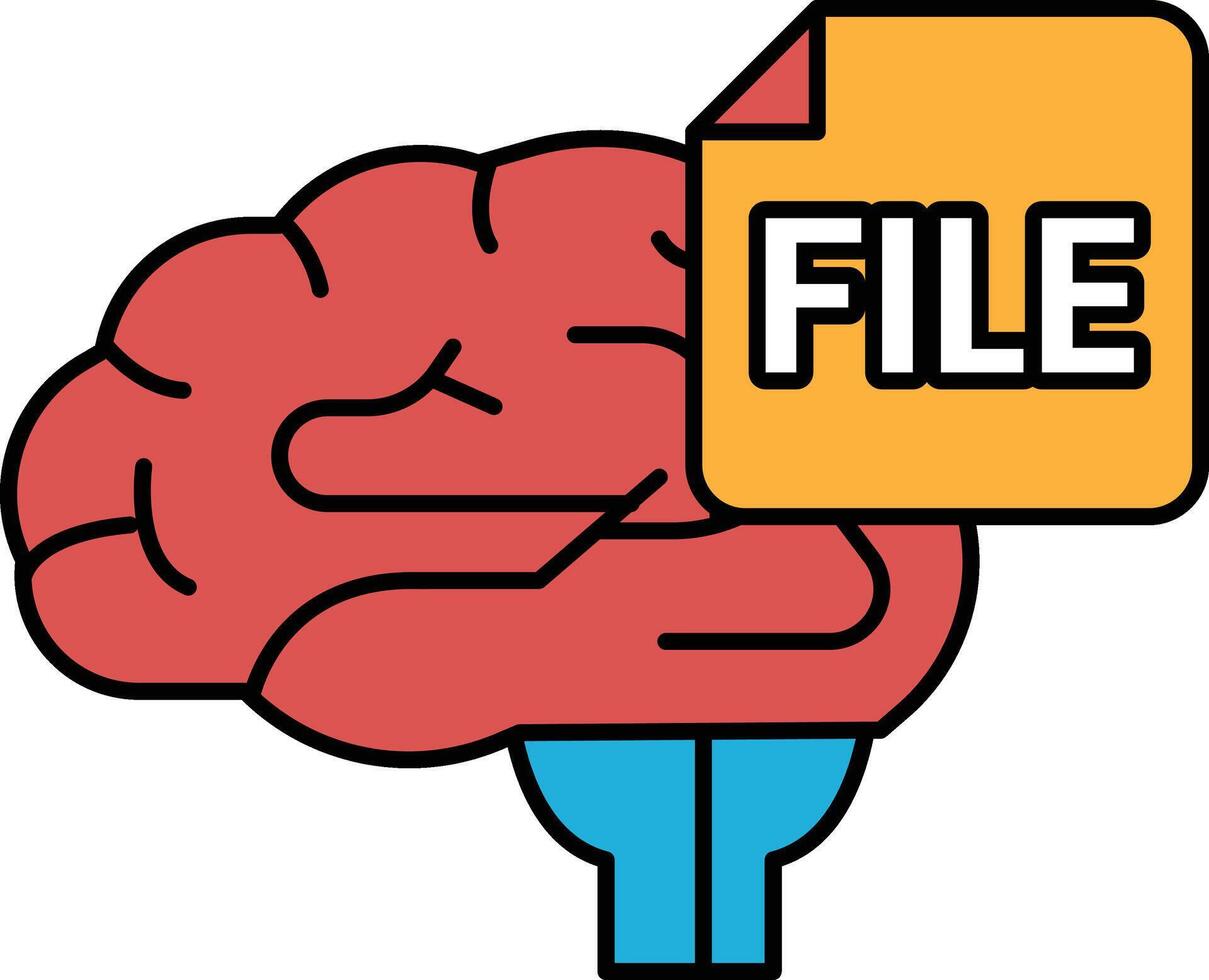 A brain with a yellow file folder on top of it vector