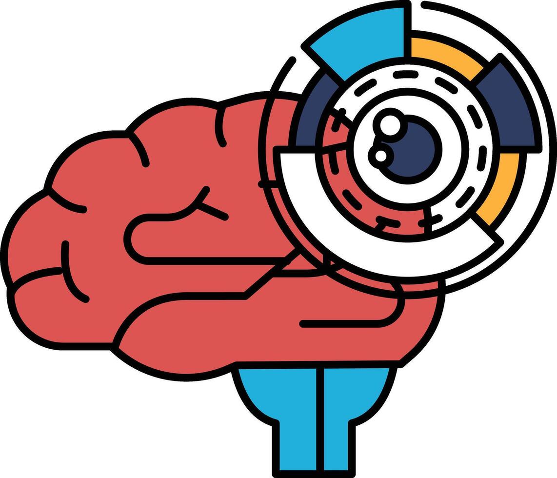 A brain with a pair of eyes and a circle around it vector