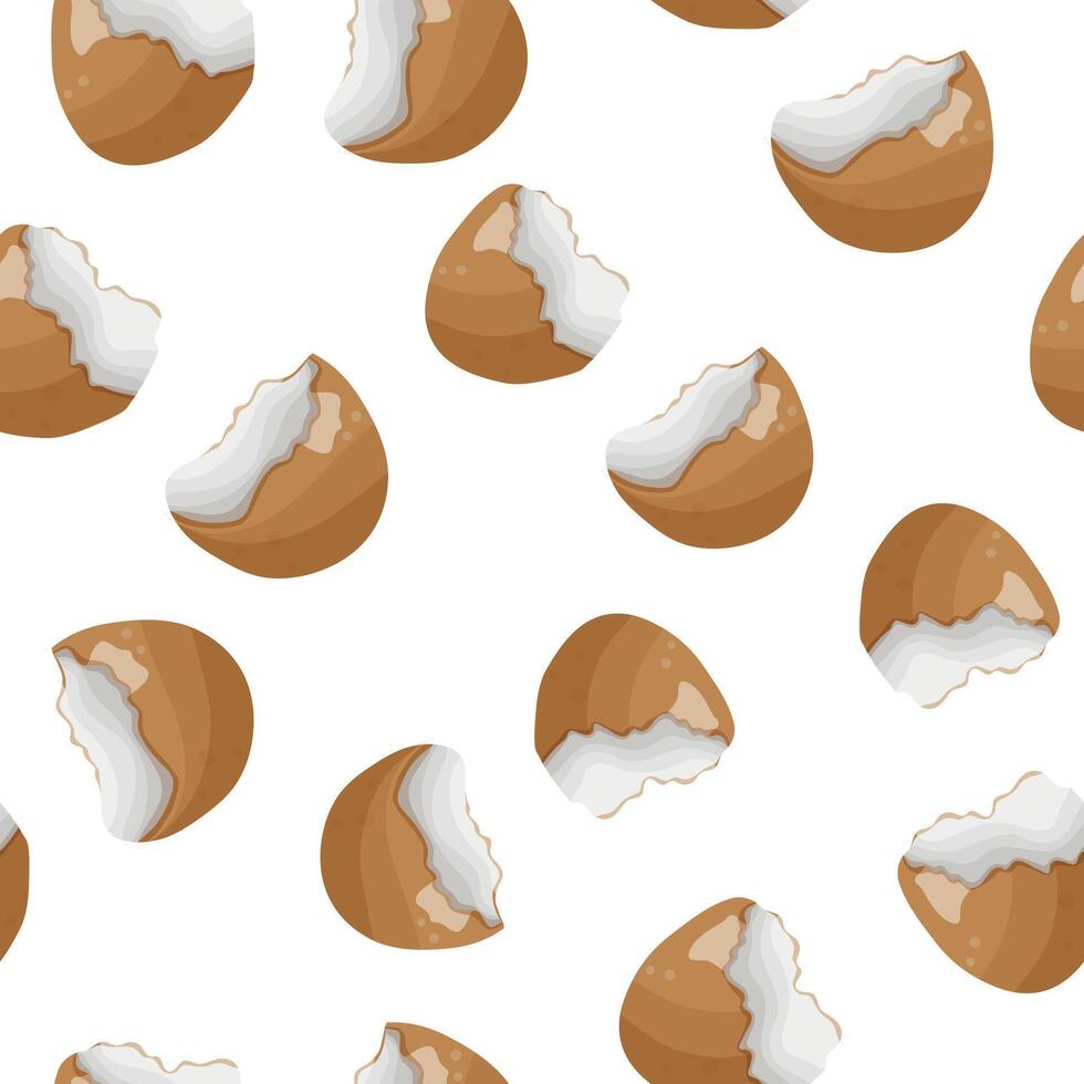 seamless pattern with brown egg shell icon, for various food designs and patterns vector