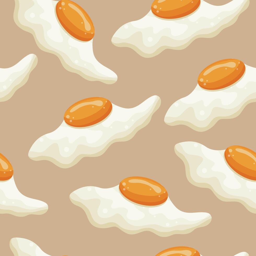 seamless pattern with icons of raw chicken egg spreading on a brown background, for various designs or patterns vector