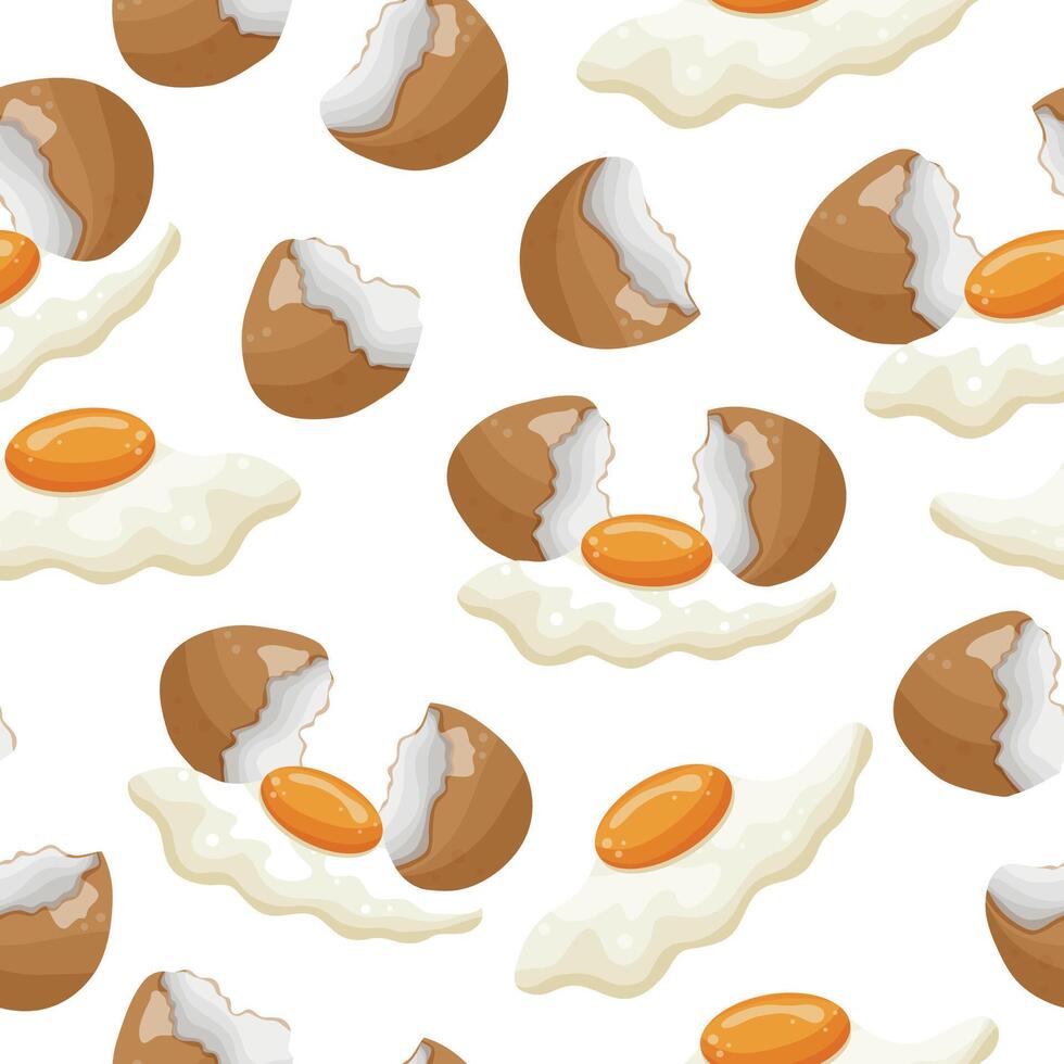 seamless pattern with chicken eggs in different states and in different shapes and cooking methods, for various designs and templates vector