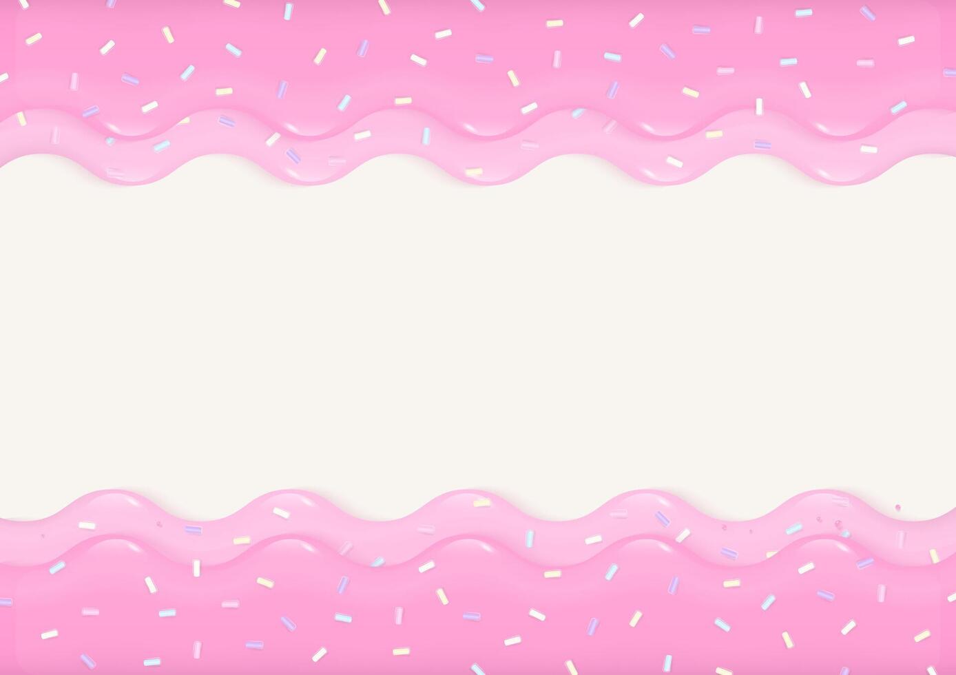 Strawberry cream flowing with sprinkles background vector