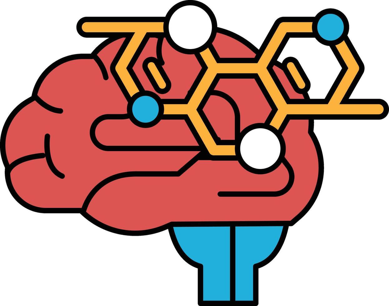 A brain with a red and orange color scheme vector