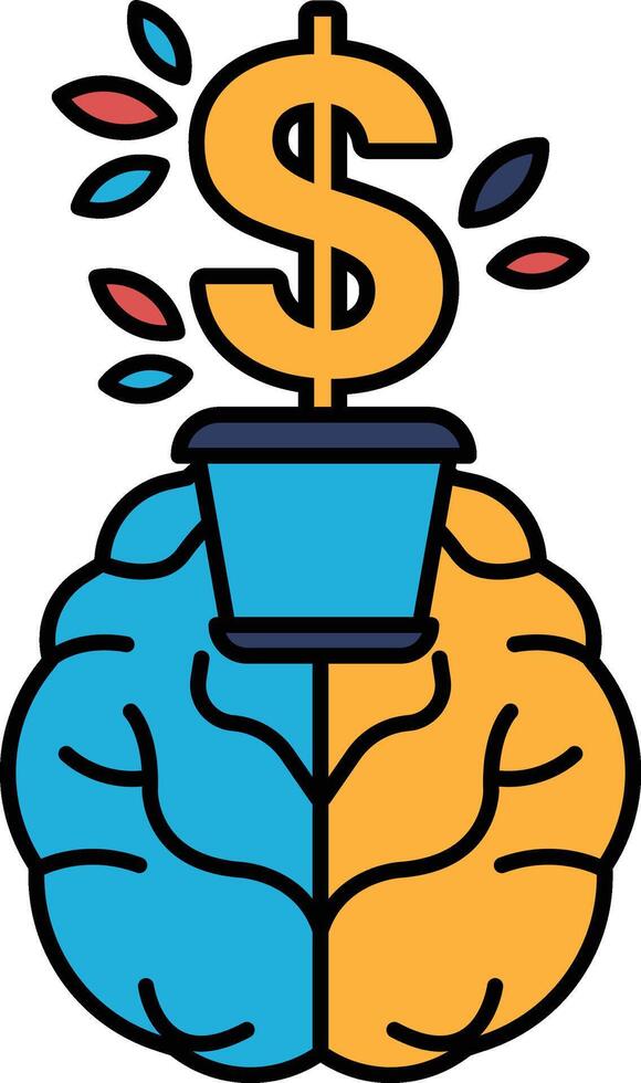 A brain with a dollar sign on top of it vector