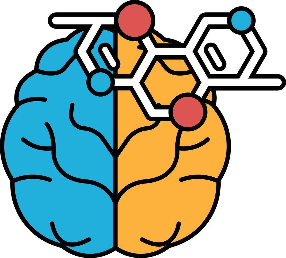 brain with a red and blue section vector