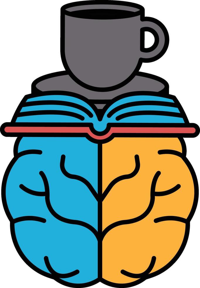 A brain with a cup on top of it vector