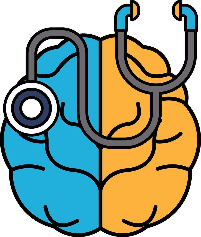 A brain with a stethoscope on it vector