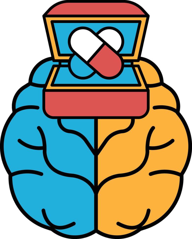 A brain with a red and blue box on it vector