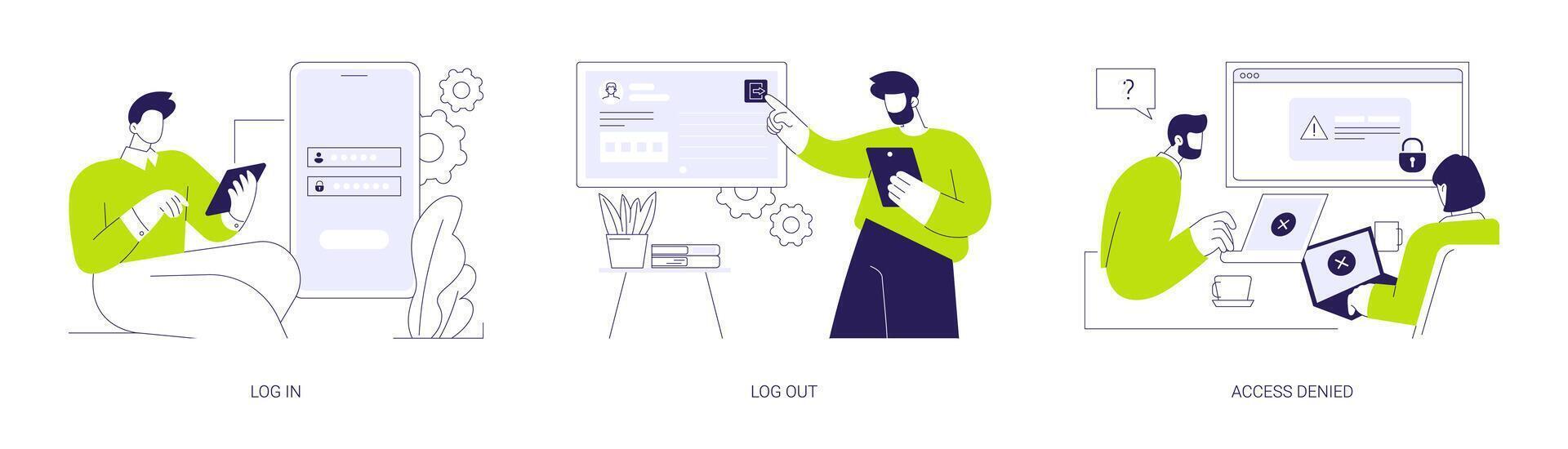 User profile access abstract concept illustrations. vector