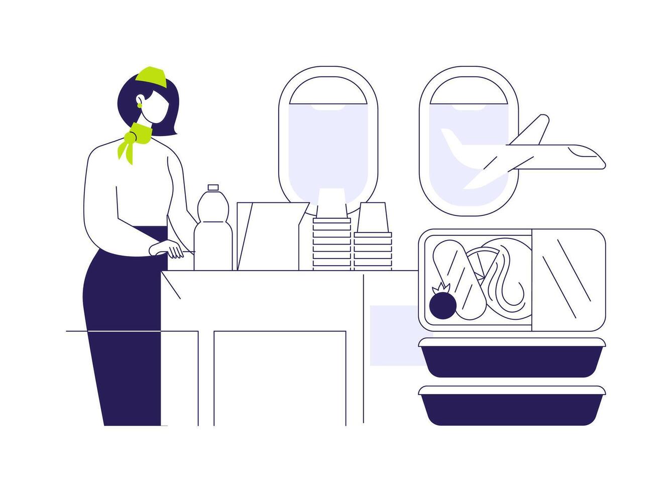 In-flight catering abstract concept illustration. vector