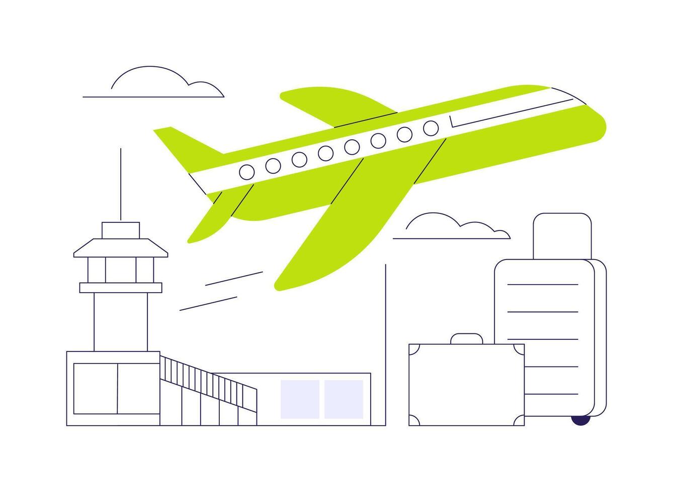 Airplane take-off abstract concept illustration. vector